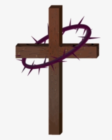 Cross With Crown Of Thorns - Cross Crown Of Thorns, HD Png Download, Transparent PNG