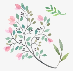 Hand Painted Foliage Green Leaf Beautiful Hd - Small Flower Hd Png, Transparent Png, Transparent PNG