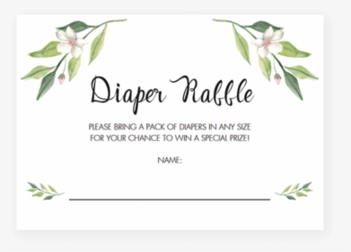 Green Foliage Baby Shower Diaper Raffle Tickets Printable - Diaper Raffle Tickets Template, HD Png Download, Transparent PNG