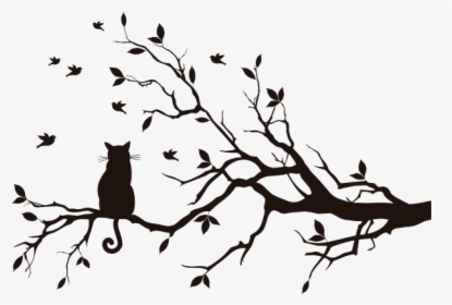 Bird Tree Branch Silhouette, HD Png Download, Transparent PNG
