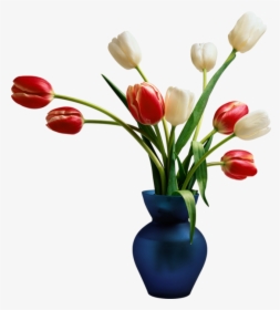 Blue With Tulips Gallery - Flower Vase Png File, Transparent Png, Transparent PNG