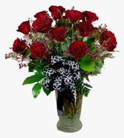 Arrangement Of Two Dozen Long-stemmed Roses With Fresh - Garden Roses, HD Png Download, Transparent PNG
