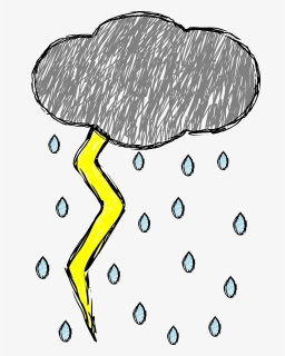Transparent Rainstorm Clipart - Draw A Thunderstorm With Lightning, HD Png Download, Transparent PNG