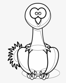 Peacock Clipart Black And White - Cartoon Ostrich Clipart, HD Png Download, Transparent PNG