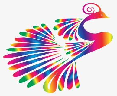Cropped Stylized Peacock Colorful Clipart - Peacock Clipart Black And White, HD Png Download, Transparent PNG