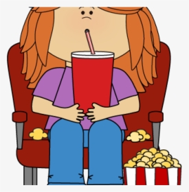 Movie Theater Clip Art Girl In Movie Theater With Movie - Watching A Movie Clipart, HD Png Download, Transparent PNG