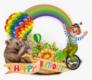 Cadre Png, Clown - Happy Birthday Frame Png With Animals, Transparent Png, Transparent PNG