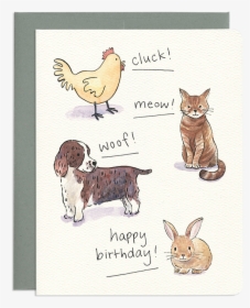 Happy Birthday Cat Dog Chicken Rabbit And Turtle - Cartoon, HD Png Download, Transparent PNG