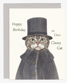 Shercat Holmes Cat In A Hat Birthday Greeting Card - Cat Birthday Card, HD Png Download, Transparent PNG