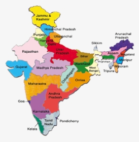 Indian Map Of States, HD Png Download, Transparent PNG
