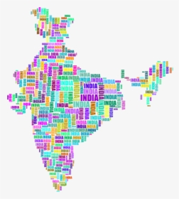 Map,art,symmetry - India Map Typography, HD Png Download, Transparent PNG