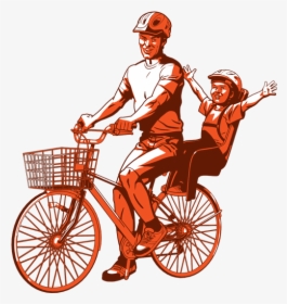 Dad And Child On Bicycle Png - Hybrid Bicycle, Transparent Png, Transparent PNG