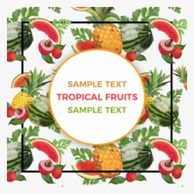 Tropical Watercolor Fruits Background Pattern Badge, - Strawberry, HD Png Download, Transparent PNG