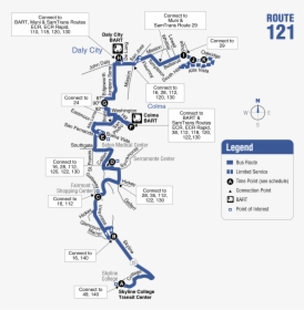 Route 121 Map - 121 Bus Route Map, HD Png Download, Transparent PNG