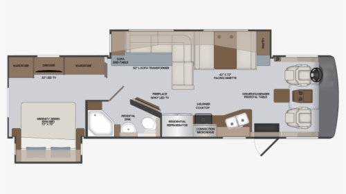 Floorplan 33c - 2019 Holiday Rambler Vacationer 35k Floor Plan, HD Png Download, Transparent PNG