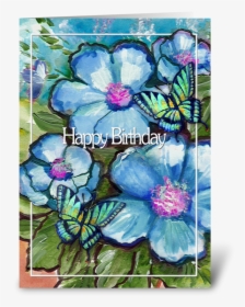 Birthday Flowers And Butterflies Greeting Card - Greeting Card, HD Png Download, Transparent PNG