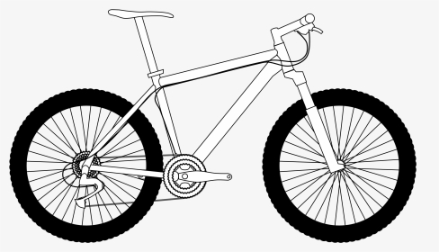 Drawing Transparent Mountain - Mountain Bike Drawing, HD Png Download, Transparent PNG