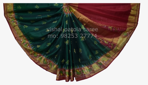 Green Parrot Designed Patola Saree - Christmas Tree, HD Png Download, Transparent PNG