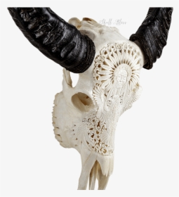 Carved Buffalo Skull - Mandala Skull Carving, HD Png Download, Transparent PNG