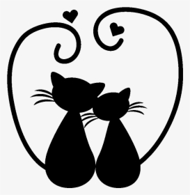 Sticker Couple De Chats Amoureux Ambiance Sticker Kc3415 - Cat Silhouette, HD Png Download, Transparent PNG