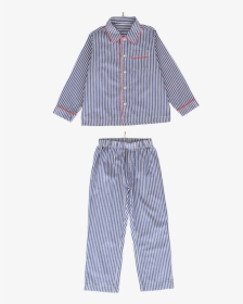 Blue And White Striped Pyjama With Red Piping - Blauw Wit Gestreepte Pyjama, HD Png Download, Transparent PNG