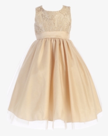 Gold Tulle Overlay Girls Holiday Dress With Sleeveless - Gown, HD Png Download, Transparent PNG