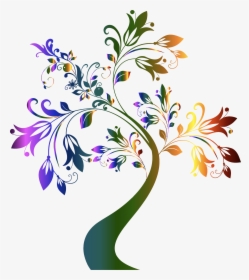 Collection Of Colorful - Flower Tree Clipart Black And White, HD Png Download, Transparent PNG