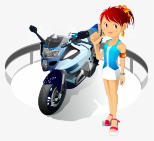 Motorcycle Harley Davidson Clip Art - Cartoon Characters Girls, HD Png Download, Transparent PNG