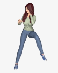 Everyday, Girl, Woman, Jeans, Casual, 3d, Digital - Cartoon Casual Woman Png, Transparent Png, Transparent PNG