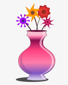 Flower Vase Pink With Flowers Clip Arts - Vase Clipart, HD Png Download, Transparent PNG
