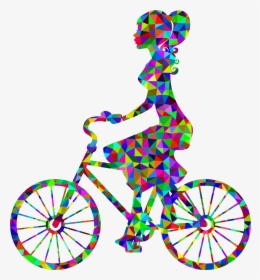 Low Poly Prismatic Girl On Bike Clip Arts - Black Girl Riding A Bike, HD Png Download, Transparent PNG