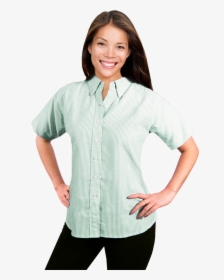 Ladies Short Sleeve Oxford - Girl, HD Png Download, Transparent PNG