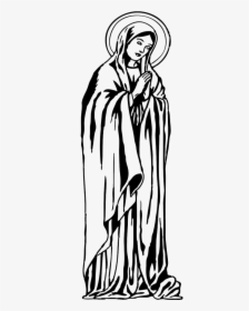 Religious Vector Statue Mary - Virgin Mary Black And White, HD Png Download, Transparent PNG