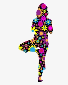 Floral Woman Yoga Pose Silhouette Clip Arts - Woman Silhouette Yoga Icons, HD Png Download, Transparent PNG