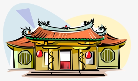 Vector Illustration Of Mengjia Longshan Temple, Wanhua - Cartoon Chinese Temple Png, Transparent Png, Transparent PNG