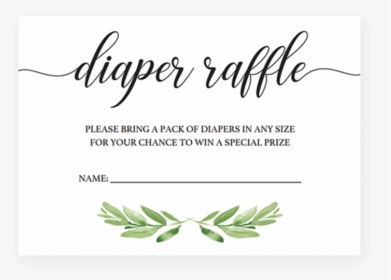 Greenery Baby Shower Diaper Raffle Ticket By Littlesizzle - Baby Shower, HD Png Download, Transparent PNG