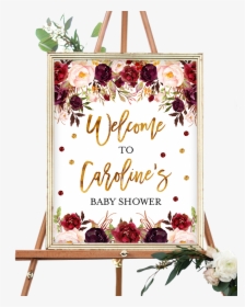 Clip Art And Gold Floral Welcome - Elephant Baby Shower Sign, HD Png Download, Transparent PNG