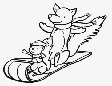 Animals On Sled - Cartoon, HD Png Download, Transparent PNG