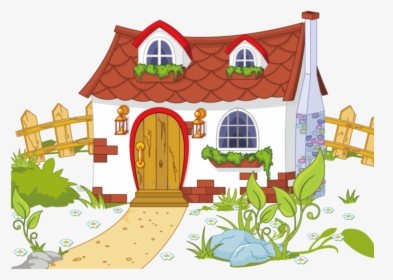 Clipart House Cottage - House With Garden Clipart, HD Png Download, Transparent PNG