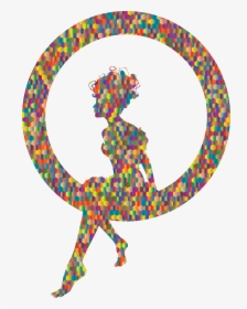 Polyprismatic Hex Fairy Sitting In A Circle Silhouette - Dream Girl Silhouette, HD Png Download, Transparent PNG