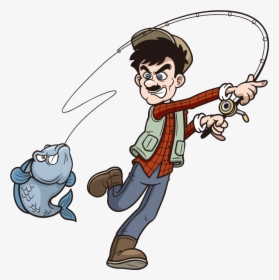 Fishing Rod Cartoon Clip Art - Man Holding Fish Funny Vector, HD Png Download, Transparent PNG