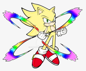 Hyper sonic the hedgehog with white fur and a colourful glowing