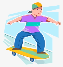 Vector Illustration Of Young Adolescent Skateboarder - Skateboarding, HD Png Download, Transparent PNG
