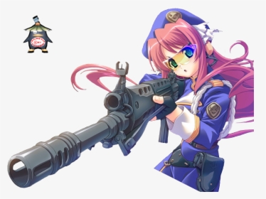Anime Girl With Gun Png, Transparent Png, Transparent PNG