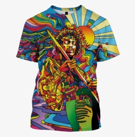 3d Jimi Hendrix Full Print T Shirt - Psychedelic Hippie Pop Art, HD Png Download, Transparent PNG