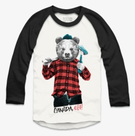 Lumberjack Bear With Beer White With Black Raglan - Lumberjack Teddy Bear Shirt, HD Png Download, Transparent PNG