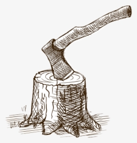 #axe #stump #lumberjack #logging #axes - Axe Woodcut, HD Png Download, Transparent PNG