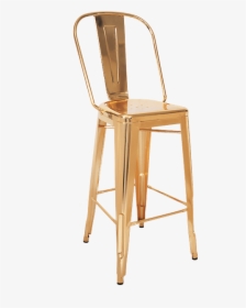 Bistro Style Metal Bar Stool In Gold Finish - Gold Stool With Back, HD Png Download, Transparent PNG