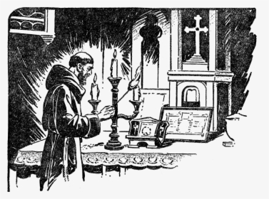 Weirdtalesv36n2pg043 Priest And Candles - Superstitions And Taboos, HD Png Download, Transparent PNG