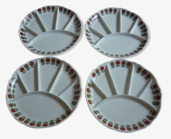 4 Plates With Compartments Flowers Vintage Porcelain, HD Png Download, Transparent PNG